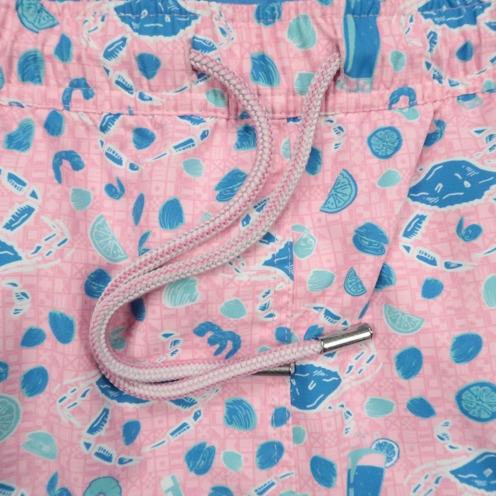 Peter Millar Shorts Mens XL Pink Blue Print Seaside Collection Shorts Lined Crab